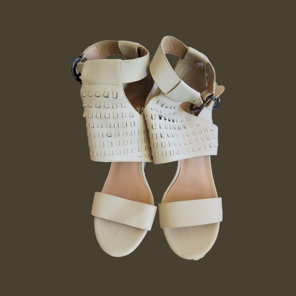Joe’s Platform Heels Wedge  6 1/2 M Tan Leather‎ Good Condition